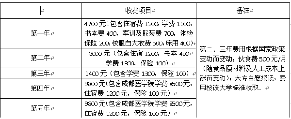 收费项目及标准