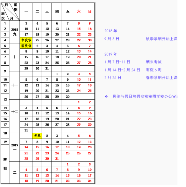 哈尔滨工业大学(威海)2020年校历及寒假放假时间安排 什么时候放寒假 