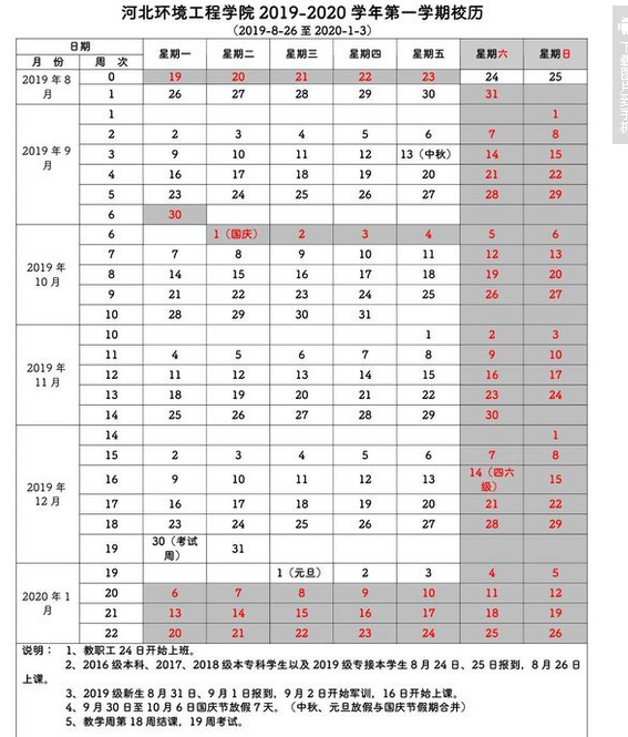 河北環境工程學院-2023年校歷及寒假放假時間安排,什麼時候放寒假